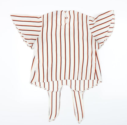 Preloved Primark  Womens White Striped  Basic Blouse Size 8 - Back