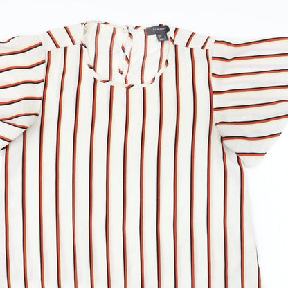 Preloved Primark  Womens White Striped  Basic Blouse Size 8 - Detail