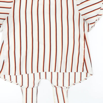 Preloved Primark  Womens White Striped  Basic Blouse Size 8 - Label