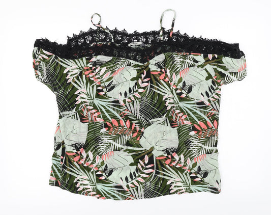 George  Womens Green Floral  Basic Blouse Size 12