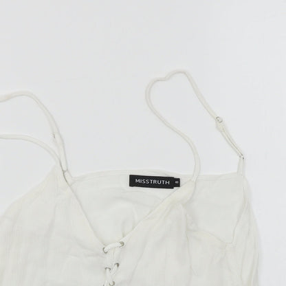 Preloved Misstruth  Womens White   Cropped T-Shirt Size 8 - Detail