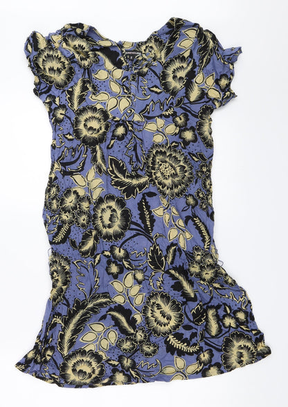 Preloved Warehouse Womens Blue Floral  Mini  Size 12 - Front
