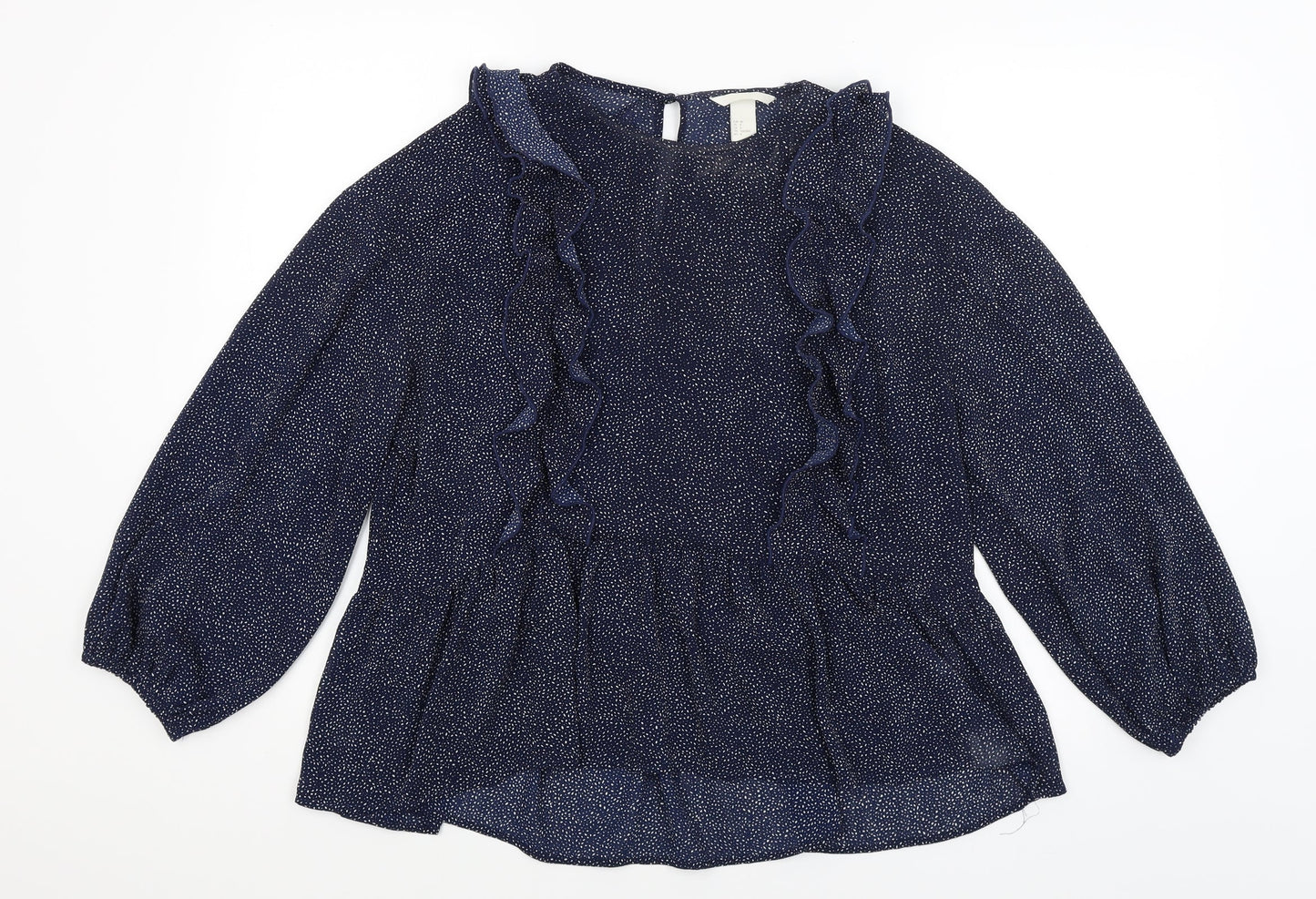 H&M Womens Blue Polka Dot  Basic Blouse Size 12