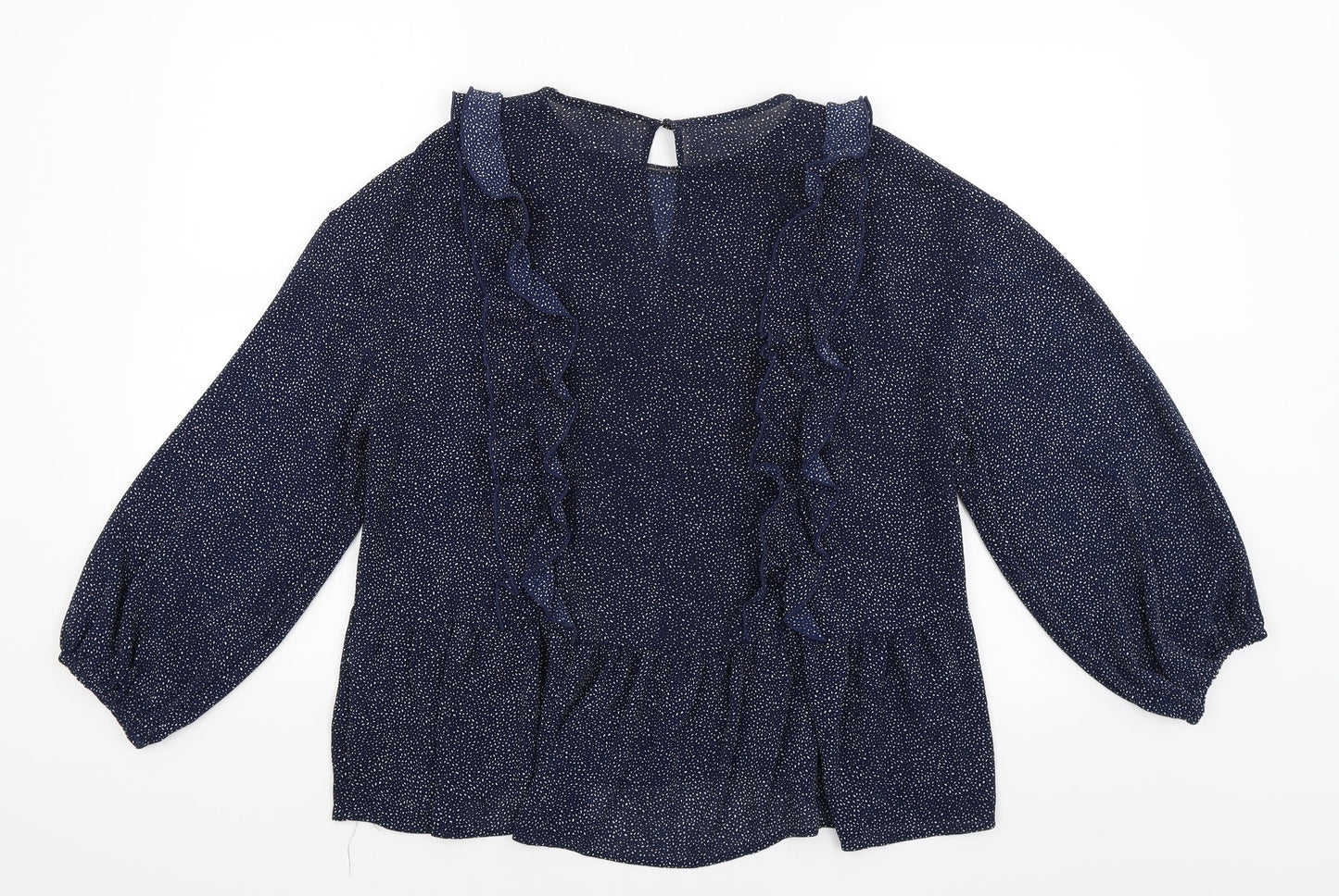 H&M Womens Blue Polka Dot  Basic Blouse Size 12