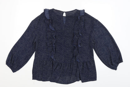 Preloved H&M Womens Blue Polka Dot  Basic Blouse Size 12 - Back