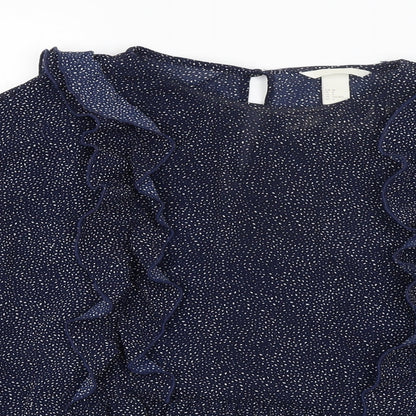 Preloved H&M Womens Blue Polka Dot  Basic Blouse Size 12 - Detail