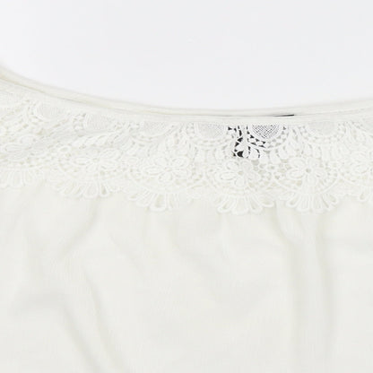 Preloved New Look Womens White   Basic Blouse Size 10 - Detail
