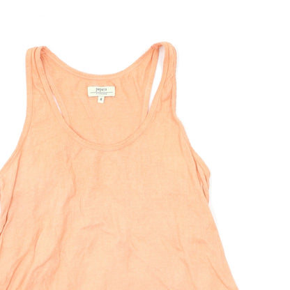 Close-up detail of Papaya women’s orange basic tank, size UK 8