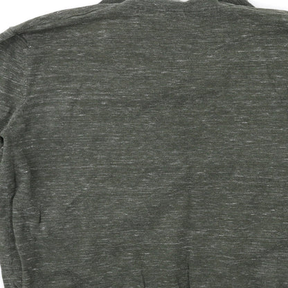 Brand and care label for Easy men’s green knit jumper, size L
