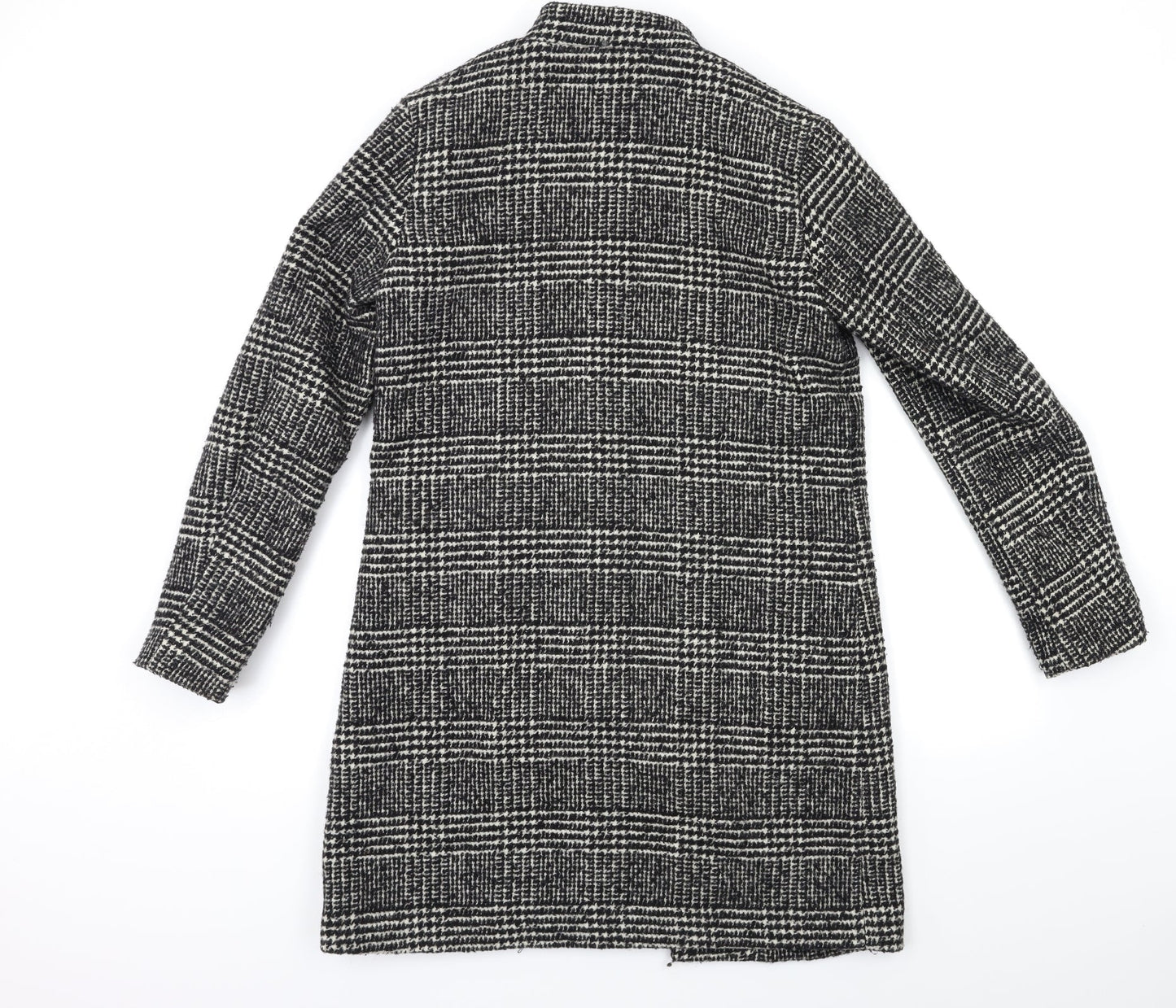 H&M Womens Black Check  Overcoat Coat Size 8