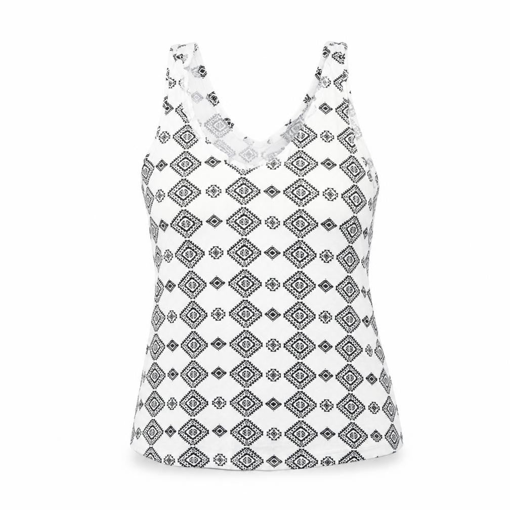 George Womens White Geometric  Basic Tank Size 8