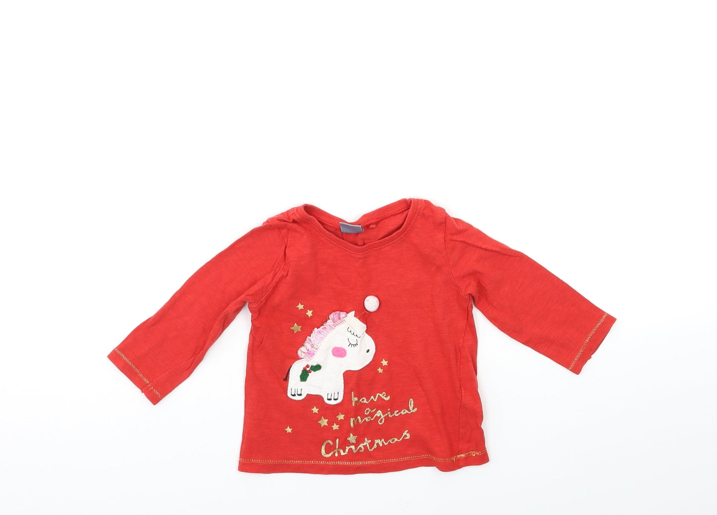 NEXT Baby Red   Basic T-Shirt Size 6-9 Months  - christmas