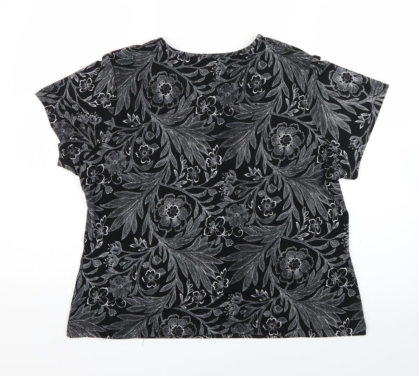 happit Womens Black Fair Isle  Basic Blouse Size 16