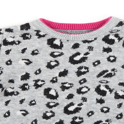Preloved nutmg Girls Green Animal Print  Pullover Jumper Size 9-10 Years - Detail