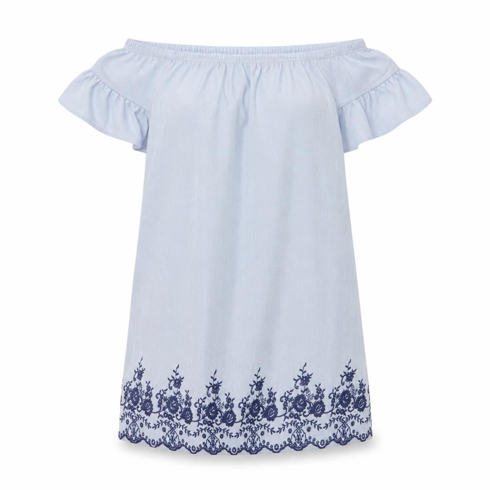 George Womens Blue Striped  A-Line  Size 10