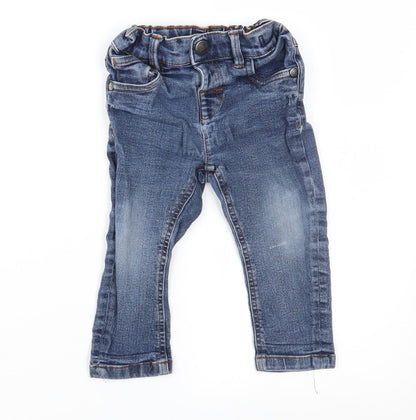 Additional front view of Next Baby Blue Denim Capri Jeans, size 9, Months