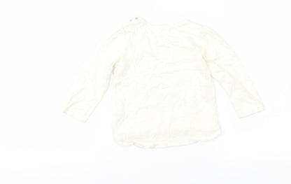 Back view of Nutmeg girls’ ivory basic t-shirt, size 9-12, months