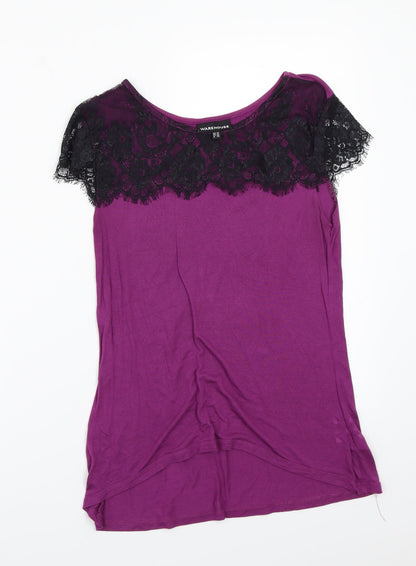 Warehouse Womens Purple   Basic T-Shirt Size 14