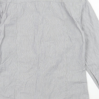 Crafted Mens Grey Striped   Button-Up Size M