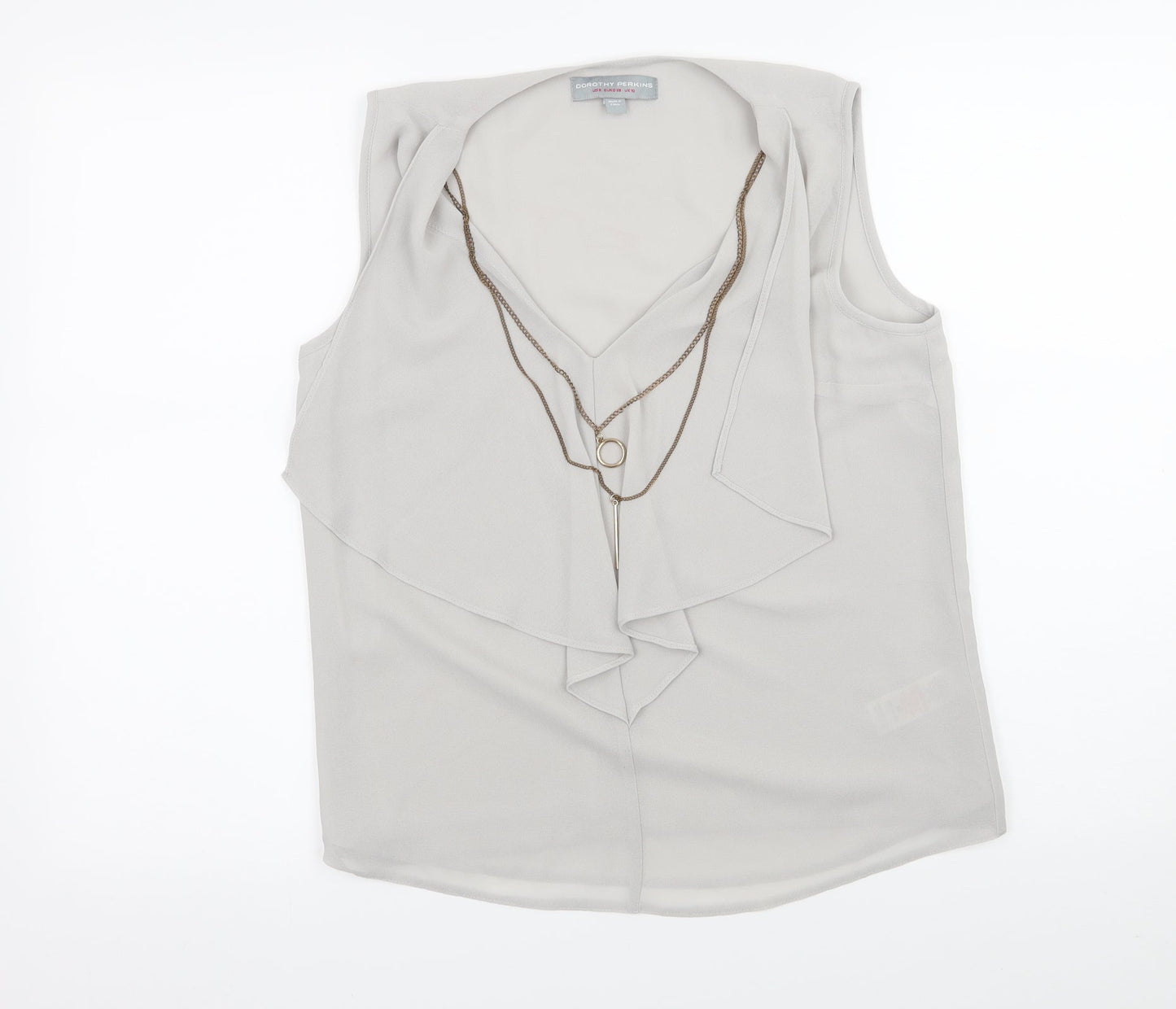 Dorothy Perkins Womens Grey   Basic Tank Size 10  - Chain Detail