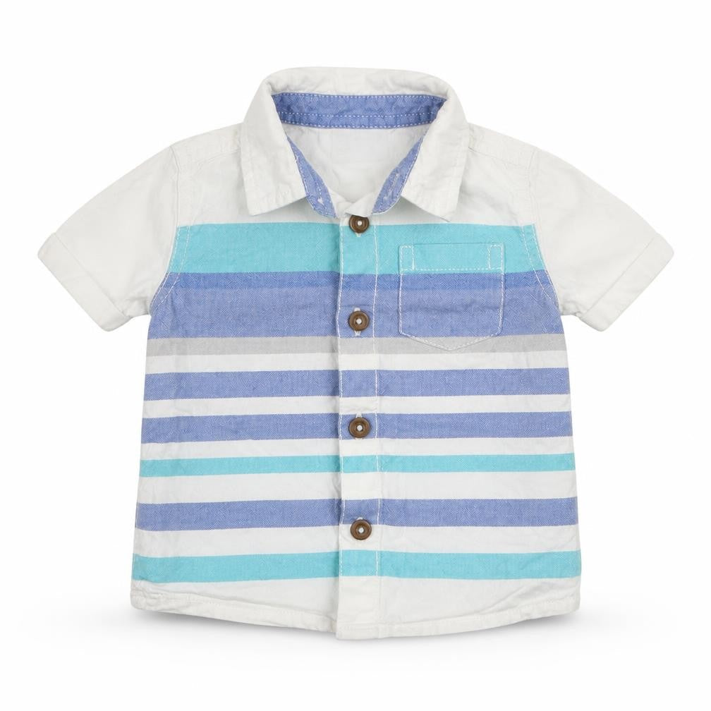 F&F Boys White Striped  Basic Button-Up Size 3-6 Months