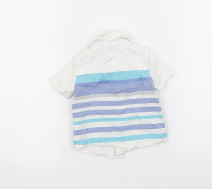Back view of F&F boys’ white striped basic button-up, size 3-6, months