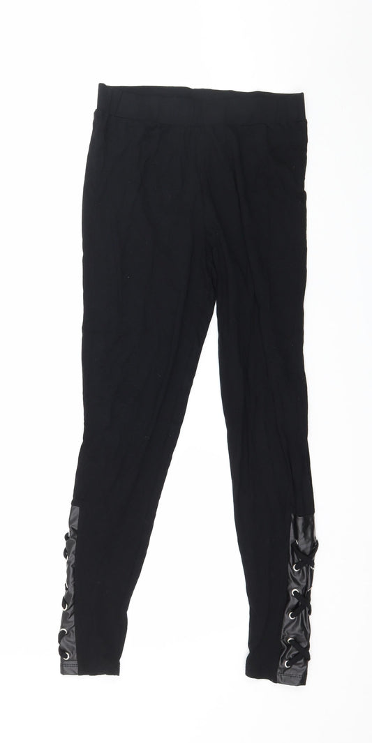 Select Womens Black  Jersey Capri Leggings Size 8 L26 in
