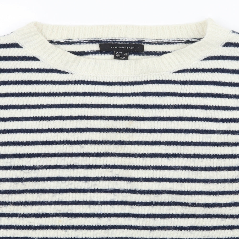 Atmosphere Womens Ivory Striped Knit Pullover Jumper Size 18