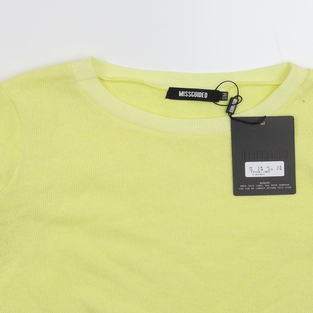 Missguided Womens Yellow  Knit Pullover Jumper Size M