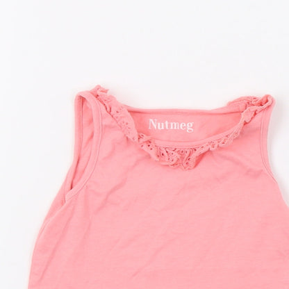 Close-up detail of Nutmeg girls’ red basic tank, size 3, years