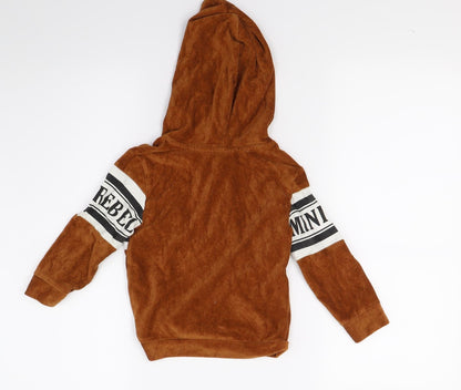 Preloved Mini Rebal Boys Brown  Corduroy Pullover Hoodie Size 2 Years - Back