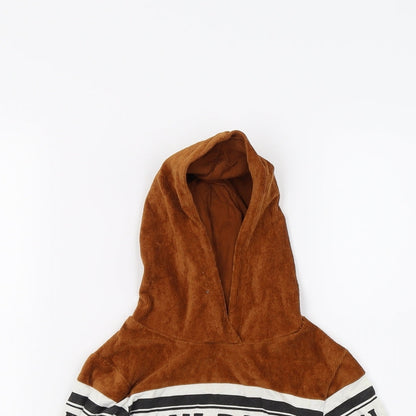 Preloved Mini Rebal Boys Brown  Corduroy Pullover Hoodie Size 2 Years - Detail