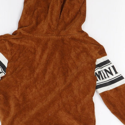Preloved Mini Rebal Boys Brown  Corduroy Pullover Hoodie Size 2 Years - Label