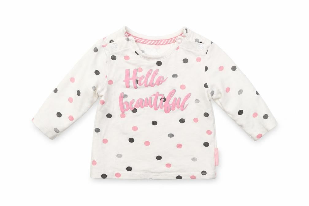 Quapi Girls White Polka Dot  Pullover Jumper Size 0-3 Months  - hello beautiful