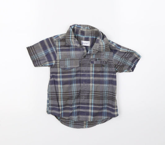 eARLY DAYS Boys Grey Check  Basic Button-Up Size 12-18 Months