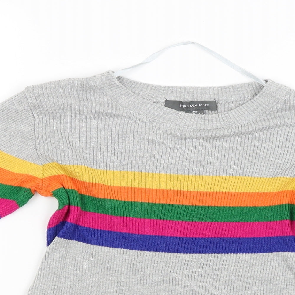 Primark Womens Grey Striped  Pullover Jumper Size 4