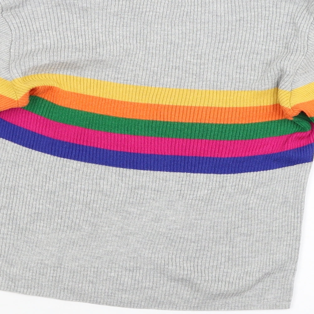 Primark Womens Grey Striped  Pullover Jumper Size 4