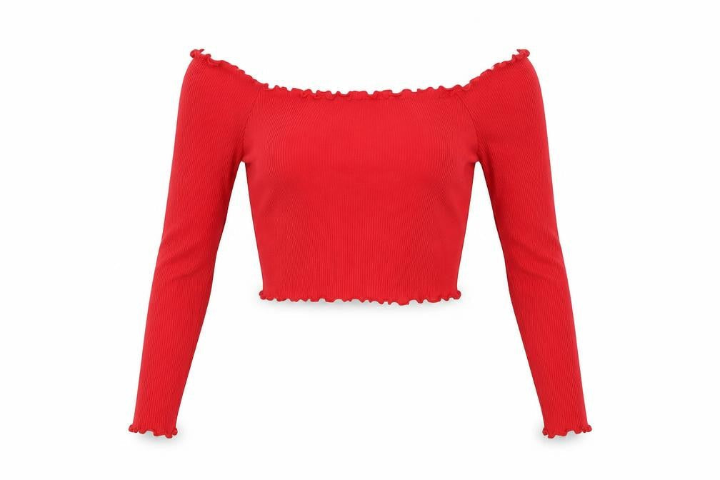 PRETTYLITTLETHING Womens Red   Cropped Blouse Size 8