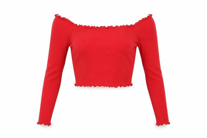 PRETTYLITTLETHING Womens Red   Cropped Blouse Size 8