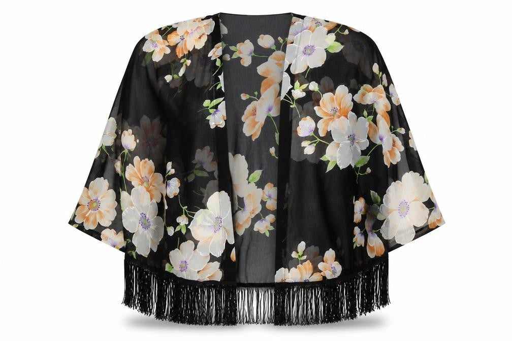 Urmoda Womens Black Floral  Shrug Jumper Size S