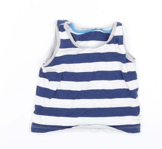 Matalan Baby Blue Striped  Basic Tank Size 9-12 Months