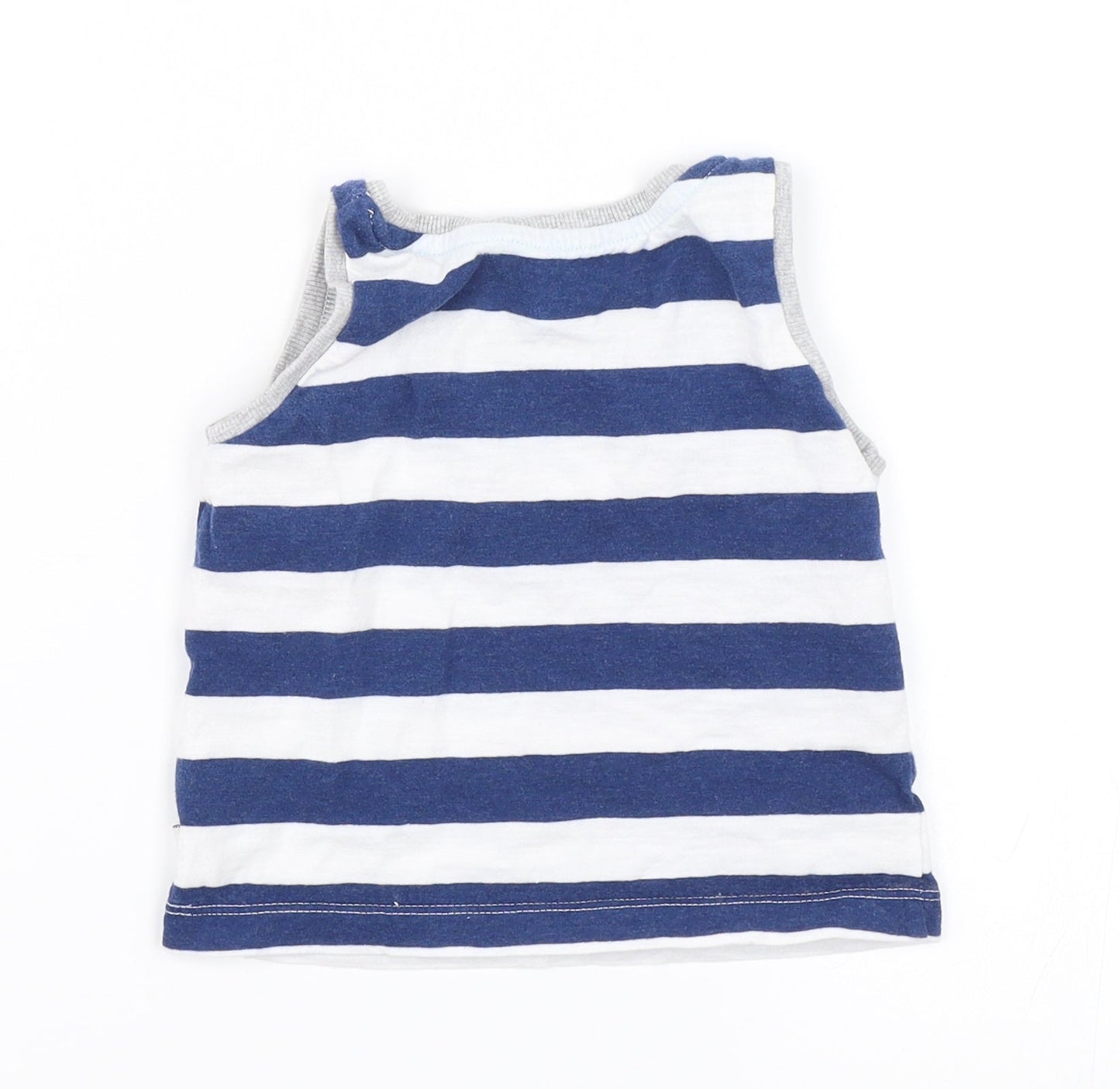 Matalan Baby Blue Striped  Basic Tank Size 9-12 Months
