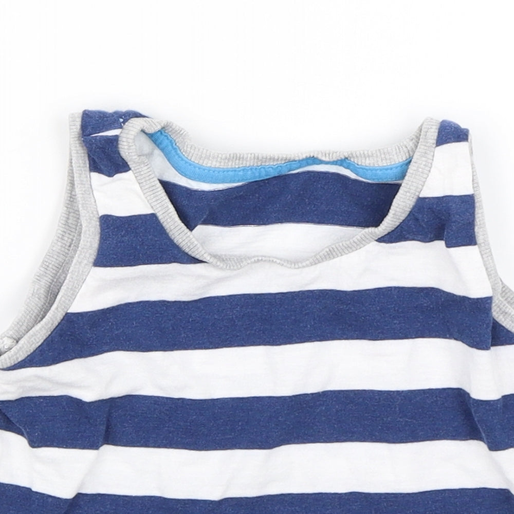 Matalan Baby Blue Striped  Basic Tank Size 9-12 Months