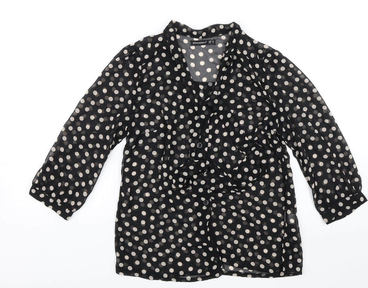 Atmosphere Womens Black Polka Dot  Basic Blouse Size 10