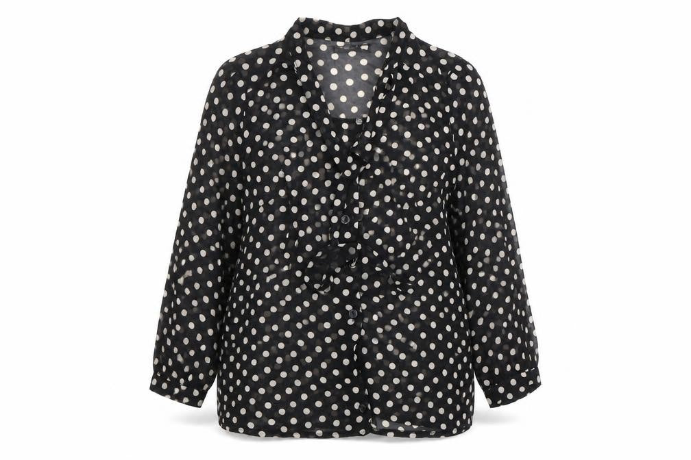 Atmosphere Womens Black Polka Dot  Basic Blouse Size 10