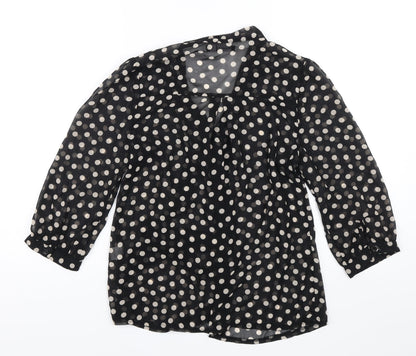 Back view of Atmosphere women’s black polka dot basic blouse, size UK 10