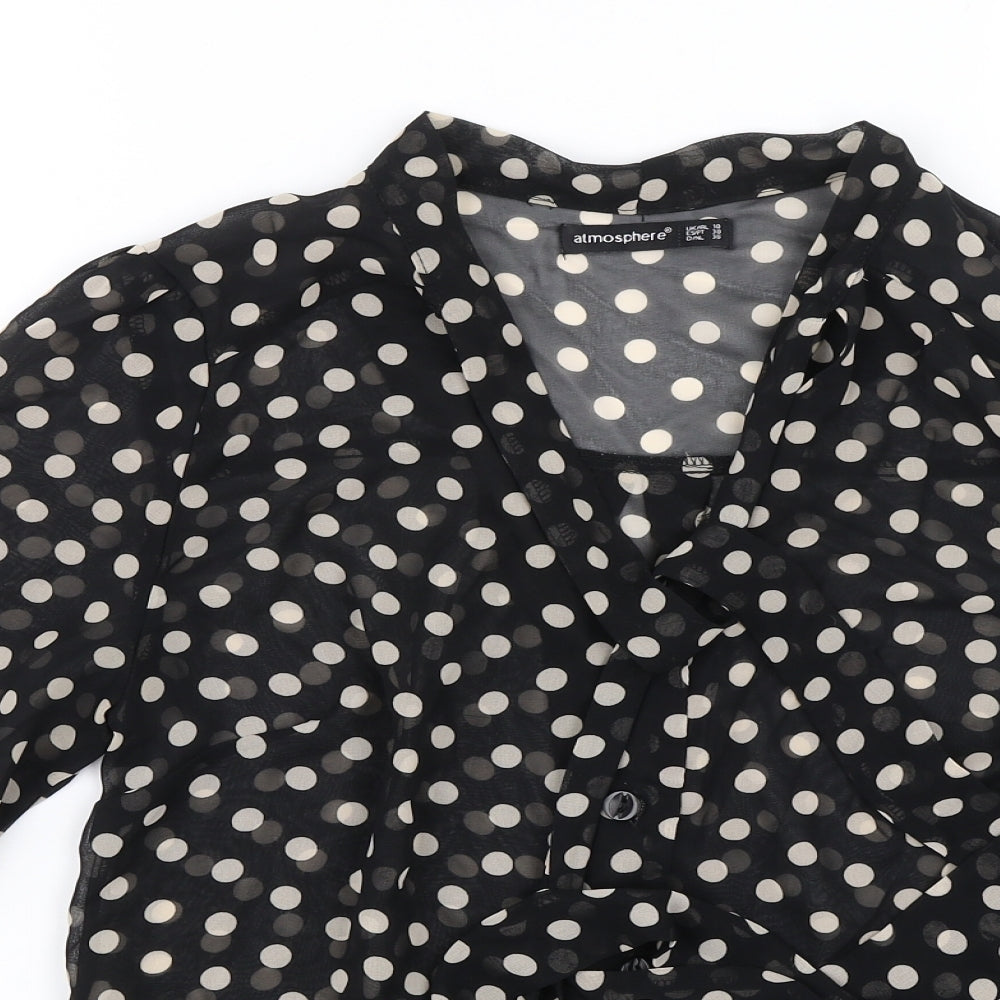 Atmosphere Womens Black Polka Dot  Basic Blouse Size 10