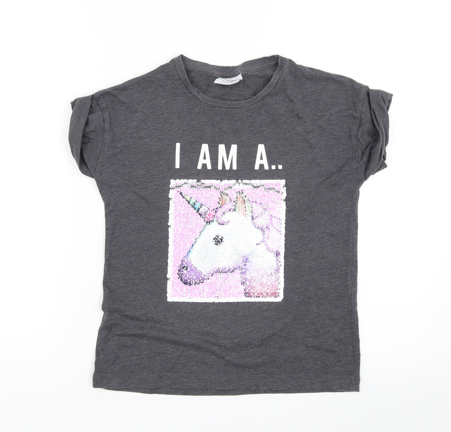 YD Girls Grey   Basic T-Shirt Size 9-10 Years