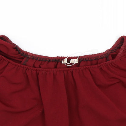 Preloved Ethan and Amy Womens Red   Cropped Blouse Size L - Detail