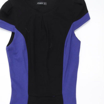Close-up detail of Atmosphere women’s black pencil dress, size UK 10
